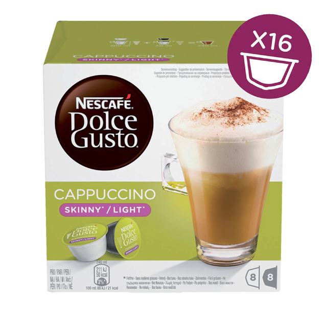 Koffiecups Dolce Gusto cappuccino light 16 stuks voor 8 kopjes Koffiecups Dolce Gusto cappuccino light 16 stuks voor 8 kopjes