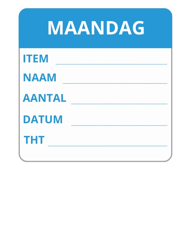 Labellord PL Daglabel Etiket Maandag 50x50 mm Flush 250st