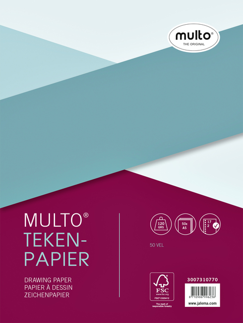 Interieur Multo 17-gaats tekenpapier 120gr 50 vel Interieur Multo 17-gaats tekenpapier 120gr 50 vel