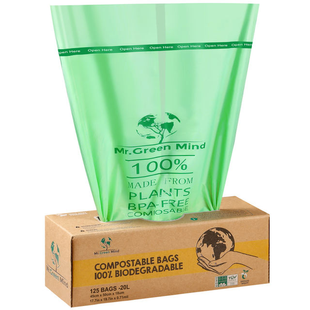 Afvalzak bio Mr.Green Mind 45x50cm 20 liter dispenser 125 stuks Afvalzak bio Mr.Green Mind 45x50cm 20 liter dispenser 125 stuks
