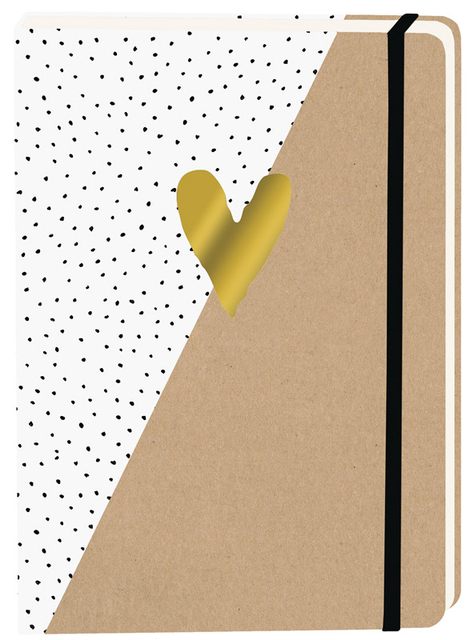 Notitieboek kraft gouden hart A5 lijn 92 pagina's softcover Notitieboek kraft gouden hart A5 lijn 92 pagina's softcover