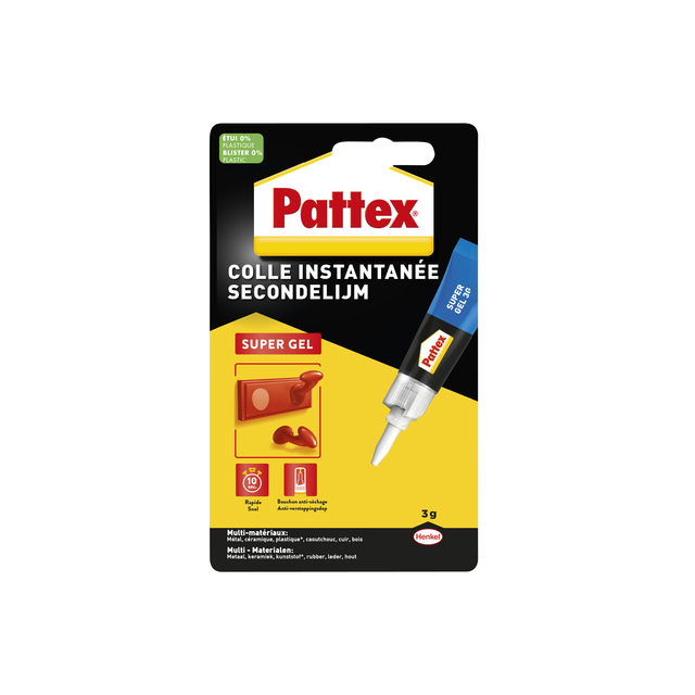 Secondelijm Pattex super gel tube 3gram op blister Secondelijm Pattex super gel tube 3gram op blister
