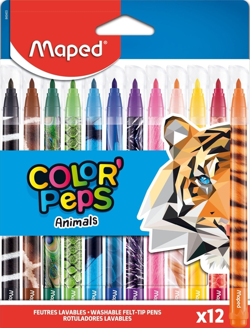 Viltstift Maped Color'Peps Animals set à 12 kleuren Viltstift Maped Color'Peps Animals set à 12 kleuren