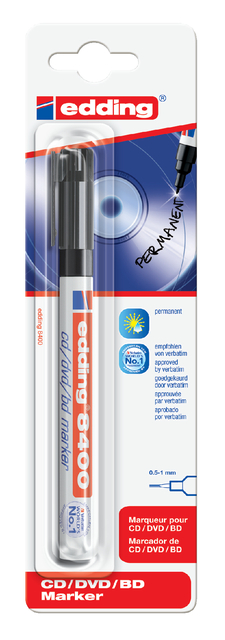 Cd marker edding 8400 rond 0.5-1.0mm  zwart blister à 1 stuk Cd marker edding 8400 rond 0.5-1.0mm  zwart blister à 1 stuk