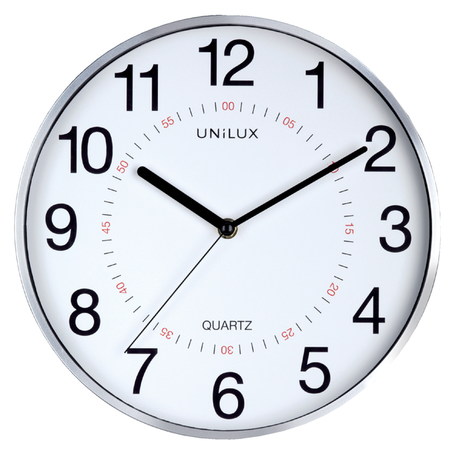 Wandklok Unilux Aria Ø 28.5cm zilvergrijs/wit Wandklok Unilux Aria Ø 28.5cm zilvergrijs/wit