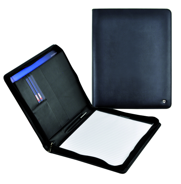 laptop, notebook, document case, padfolio, black leather