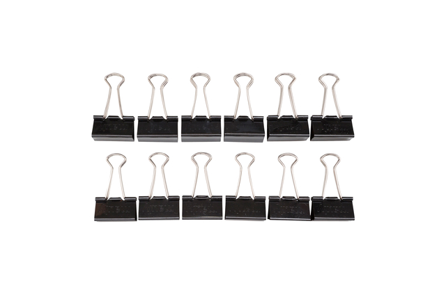 Papierklem MAUL foldback 215 13mm zwart 12 stuks