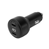 usb-lader, auto-lader, dual-usb, usb-c, zwart