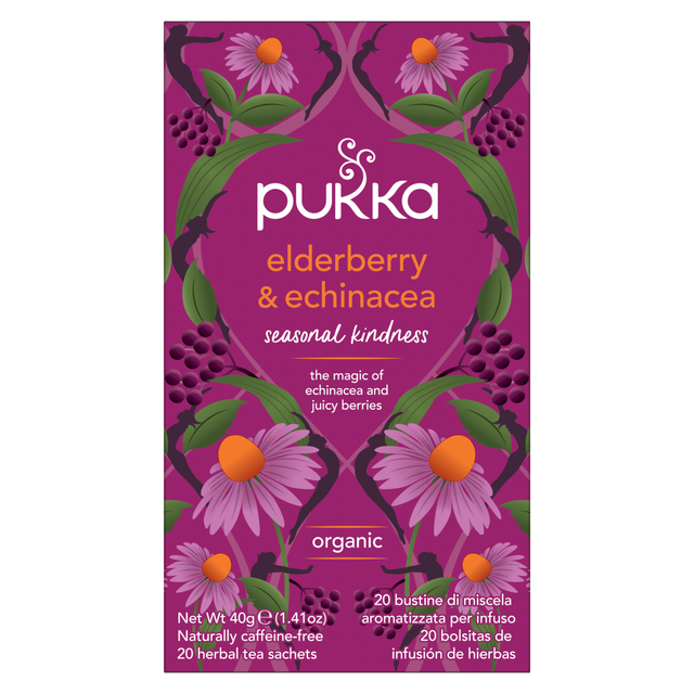 Thee Pukka elderberry en echinacea 20 zakjes Thee Pukka elderberry en echinacea 20 zakjes
