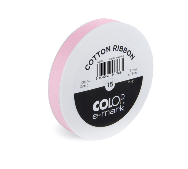 Lint Colop E-mark 15mmx25m roze Lint Colop E-mark 15mmx25m roze