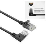 ACT Zwarte 3 meter U/UTP CAT6A LSZH Slimline patchkabel met RJ45 connectoren, recht naar 90° haaks rechts