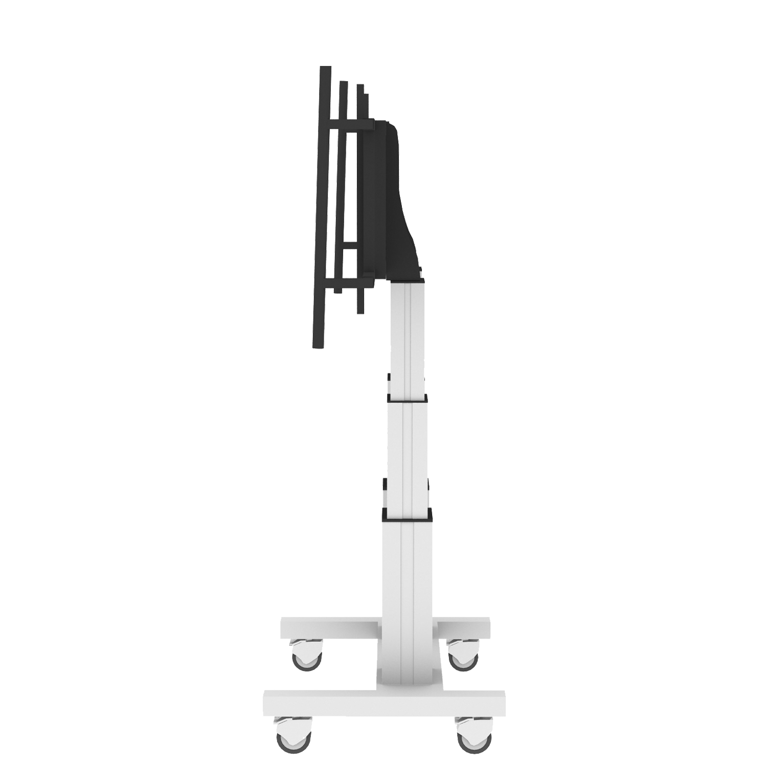 Elektrisch in hoogte verstelbare heavy duty XL tv-trolley, verrijdbaar monitorstatief met 70 cm slag en grote handgrepen