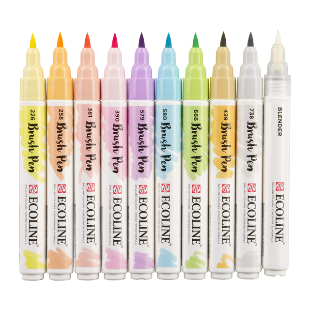 Brushpen Talens Ecoline set à 10 stuks pastel