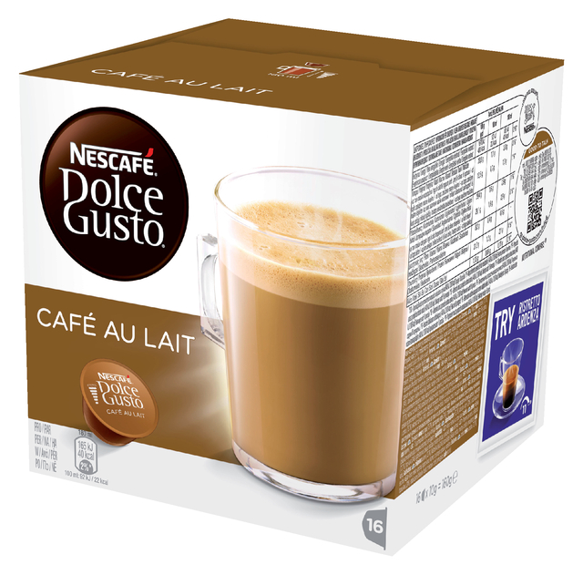 Koffiecups Dolce Gusto cafe au lait 16 stuks