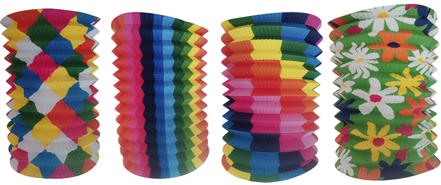 paper garland, party decor, colorful tassels, rainbow stripes, floral pattern