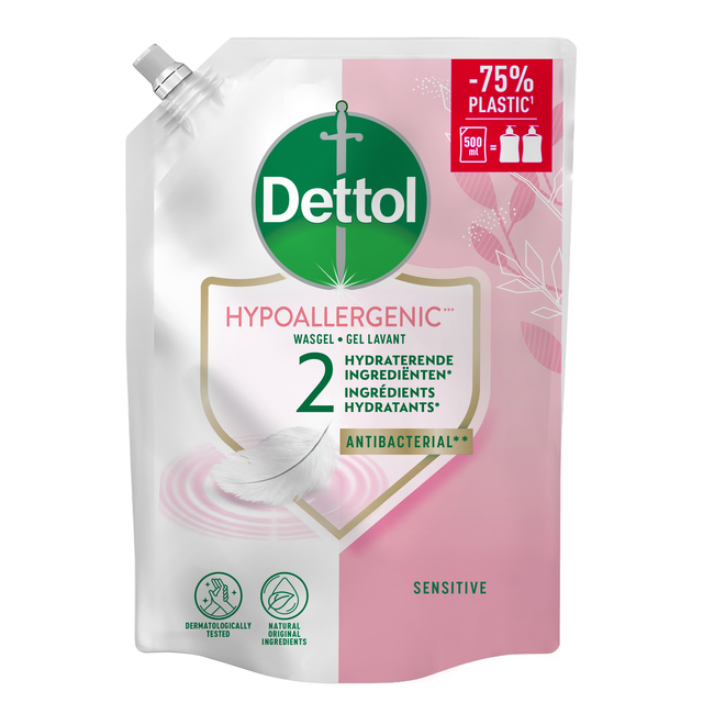 Handzeep Dettol Sensitive antibacterieël 500ml refill Handzeep Dettol Sensitive antibacterieël 500ml refill