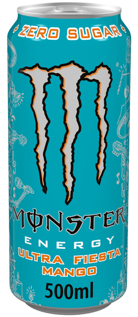 Energiedrank Monster ultra fiesta mango suikervrij blik 500ml Energiedrank Monster ultra fiesta mango suikervrij blik 500ml