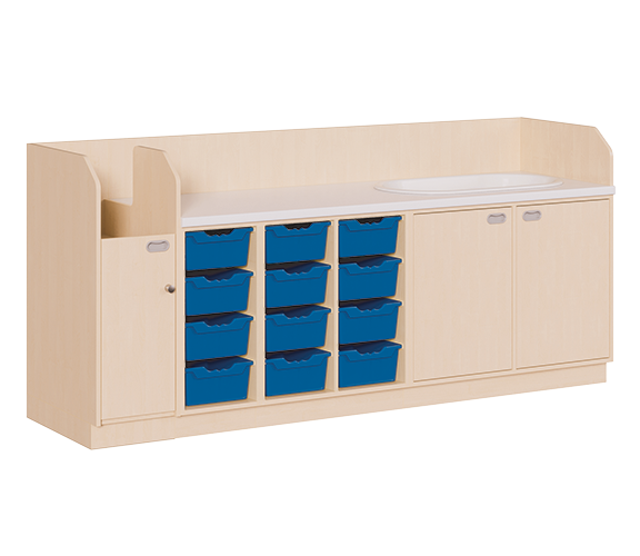 Commode, vier rijen plus ligbad