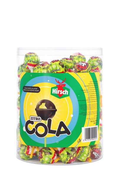 Lolly Hirsch cola/citroen 100x12 gram Lolly Hirsch cola/citroen 100x12 gram