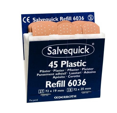 Salvequick plastic pleisters 6036 doos 6x45 stuks Salvequick plastic pleisters 6036 doos 6x45 stuks
