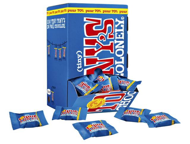 Chocolade Tony's Chocolonely tiny puur doos 100 st Chocolade Tony's Chocolonely tiny puur doos 100 st