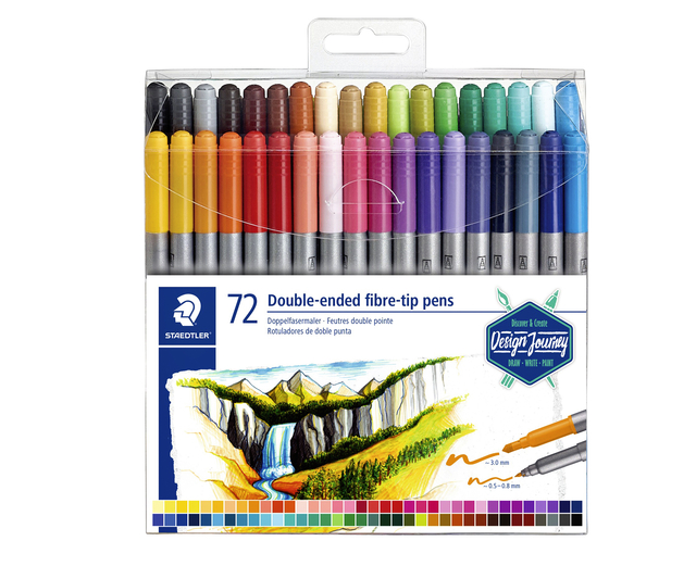 Kleurstift Staedtler 3200 dubbele punt fijn en ultrafijn etui à 72 kleuren Kleurstift Staedtler 3200 dubbele punt fijn en ultrafijn etui à 72 kleuren
