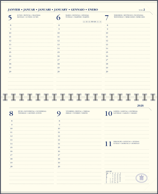 Agendavulling 2026 Ryam Memoplan 7 Compact 7 dagen/2pagina's landscape crème Agendavulling 2026 Ryam Memoplan 7 Compact 7 dagen/2pagina's landscape crème