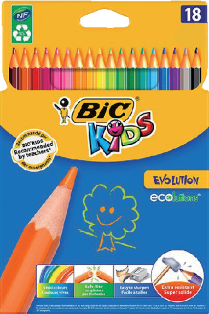 Kleurpotloden BicKids Evolution ecolutions ass blister à 18st Kleurpotloden BicKids Evolution ecolutions ass blister à 18st