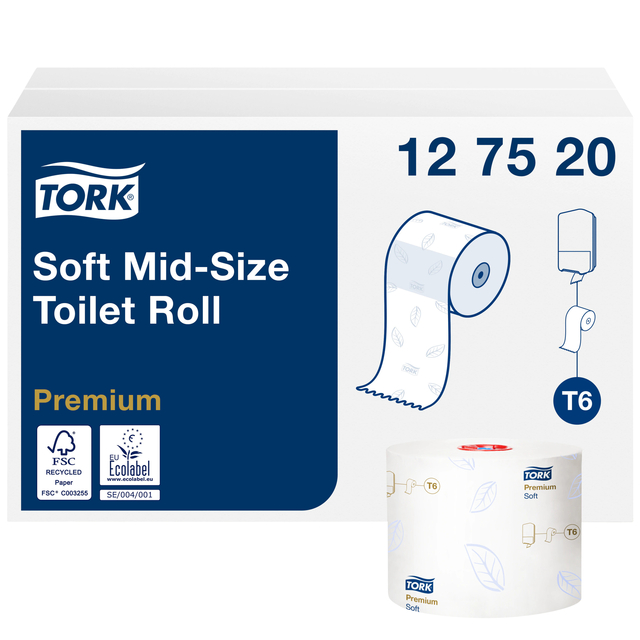 Toiletpapier Tork T6 Premium 2-laags 90m wit 127520 Toiletpapier Tork T6 Premium 2-laags 90m wit 127520