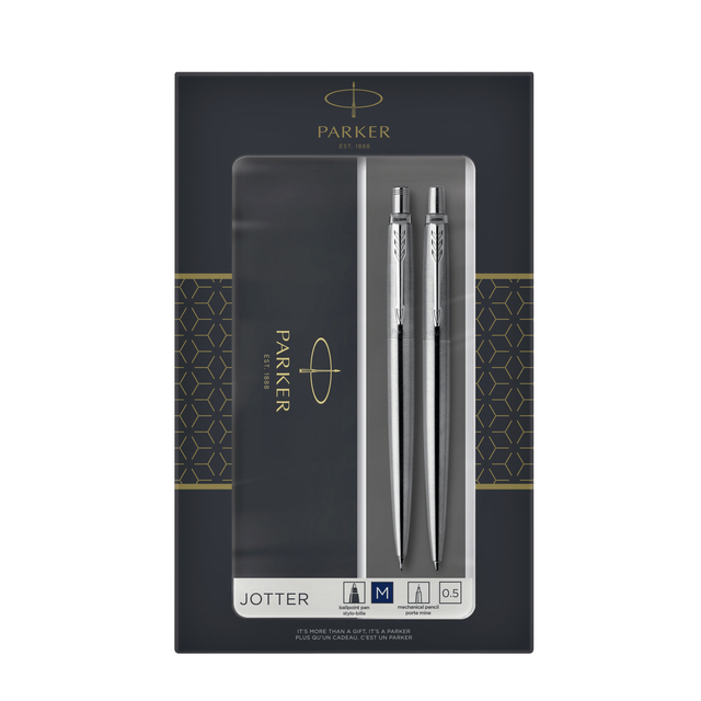 Balpen en vulpotlood Parker Jotter stainless steel CT medium 2 stuks Balpen en vulpotlood Parker Jotter stainless steel CT medium 2 stuks