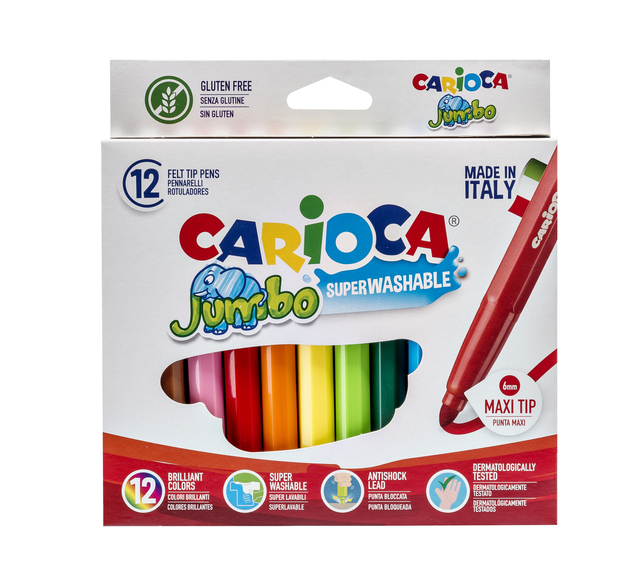 Viltstift Carioca Jumbo maxi assorti set à 12 stuks Viltstift Carioca Jumbo maxi assorti set à 12 stuks