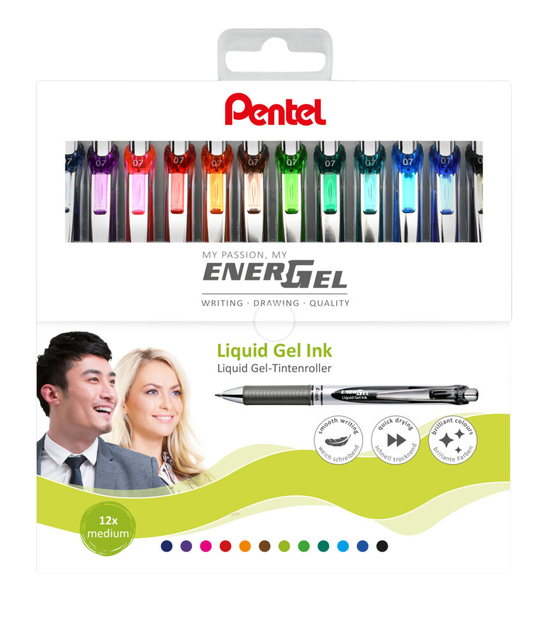 Gelschrijver Pentel BL77 Energel medium assorti 12 stuks Gelschrijver Pentel BL77 Energel medium assorti 12 stuks