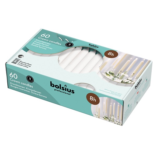 Bolsius Kroonkaars Premium 200_24 Wit 8u per 2x60 stuks