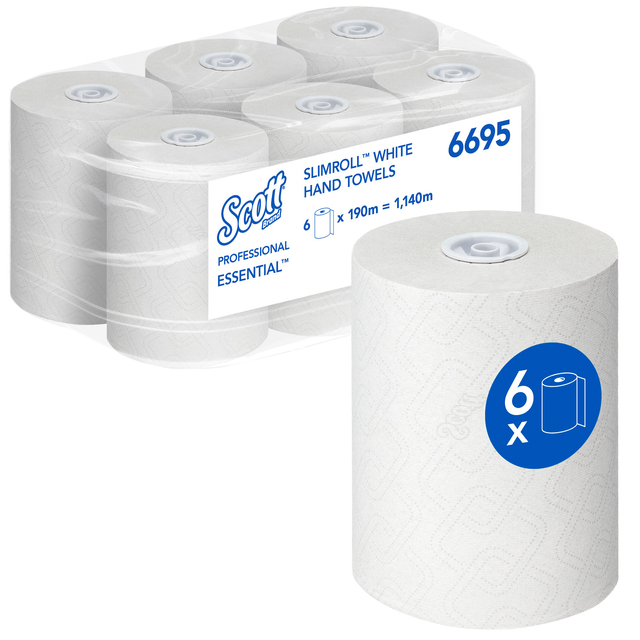 Handdoekrol Scott Essential Slimroll 1-laags 190m wit 6695 Handdoekrol Scott Essential Slimroll 1-laags 190m wit 6695