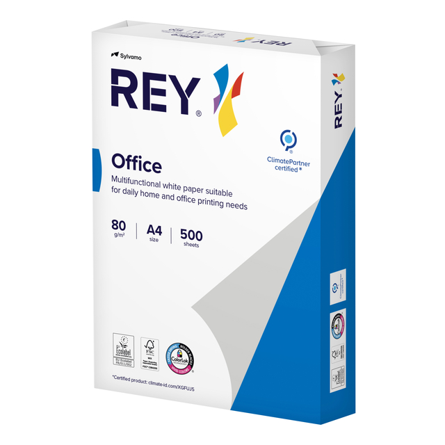 Kopieerpapier Rey Office A4 80gr wit 500 vel Kopieerpapier Rey Office A4 80gr wit 500 vel