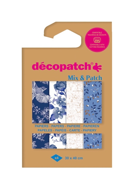 Hobbypapier Décopatch 30x40cm set à 4 vel thema Shades of Blue Hobbypapier Décopatch 30x40cm set à 4 vel thema Shades of Blue
