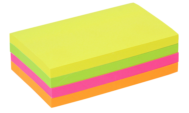 Memoblok Quantore 76x127mm neon assorti 4 kleuren 400 vel Memoblok Quantore 76x127mm neon assorti 4 kleuren 400 vel