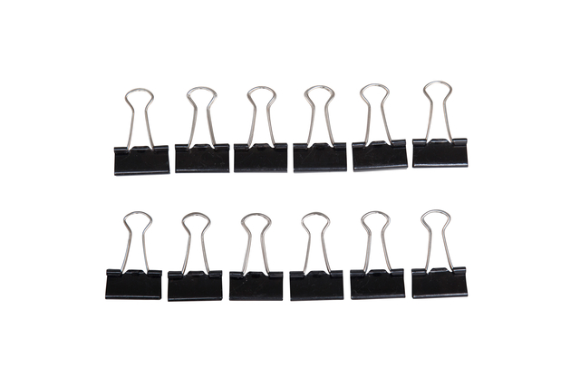 Papierklem MAUL 213 Foldback 25mm zwart 12 stuks