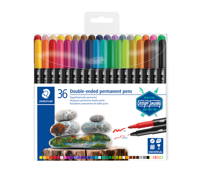 Viltstift Staedtler Design Journey permanent dubbele punt 36 kleuren Viltstift Staedtler Design Journey permanent dubbele punt 36 kleuren